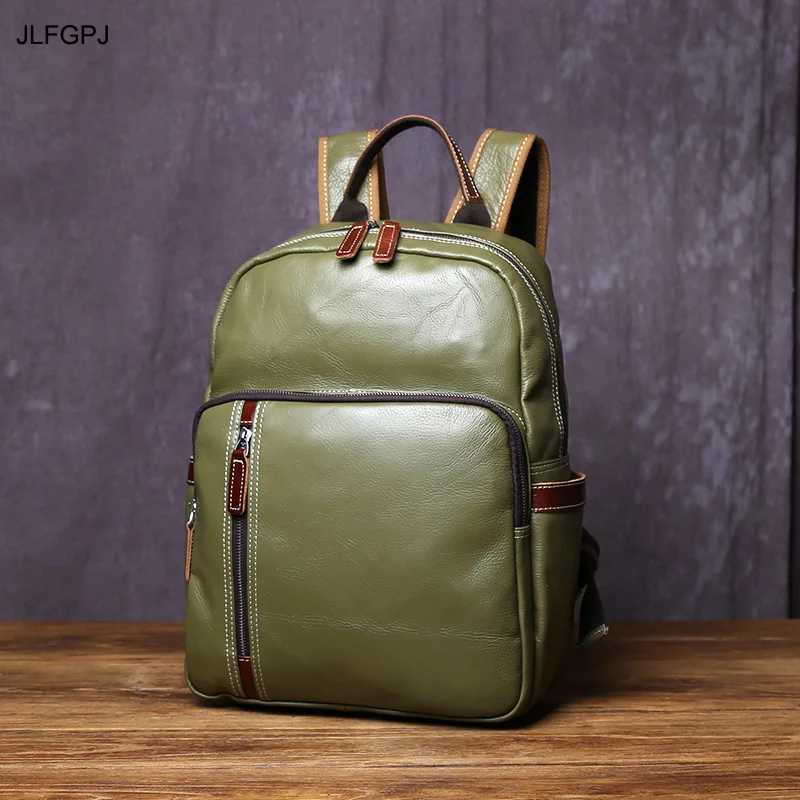 Genuine Leather Backpack For Men Casual College Style Book Cover Layered Cowhide Simple And Fashionable 15 inch Laptop Bag Z250512-1