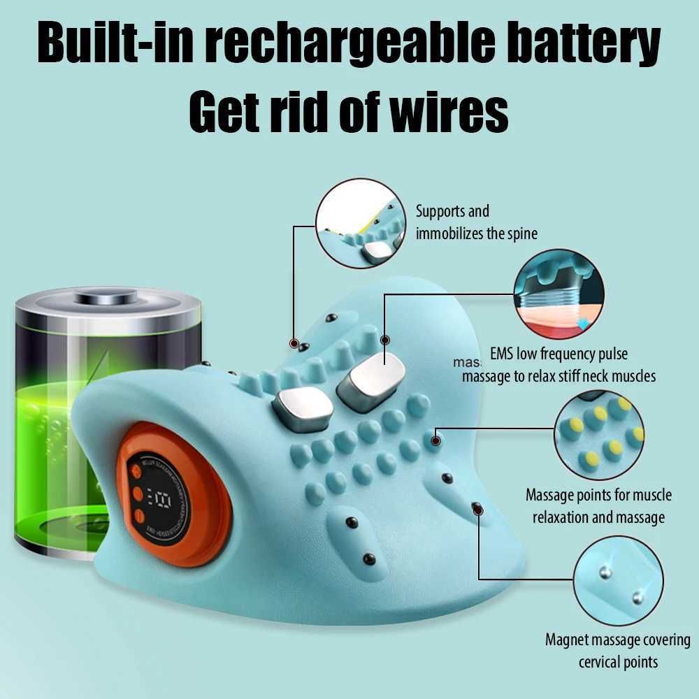 Electric Cervical Massager Neck Stretcher Pulse Vibration Massage Pillow Heated Neck Correction Traction Support Pain healthcareW250512