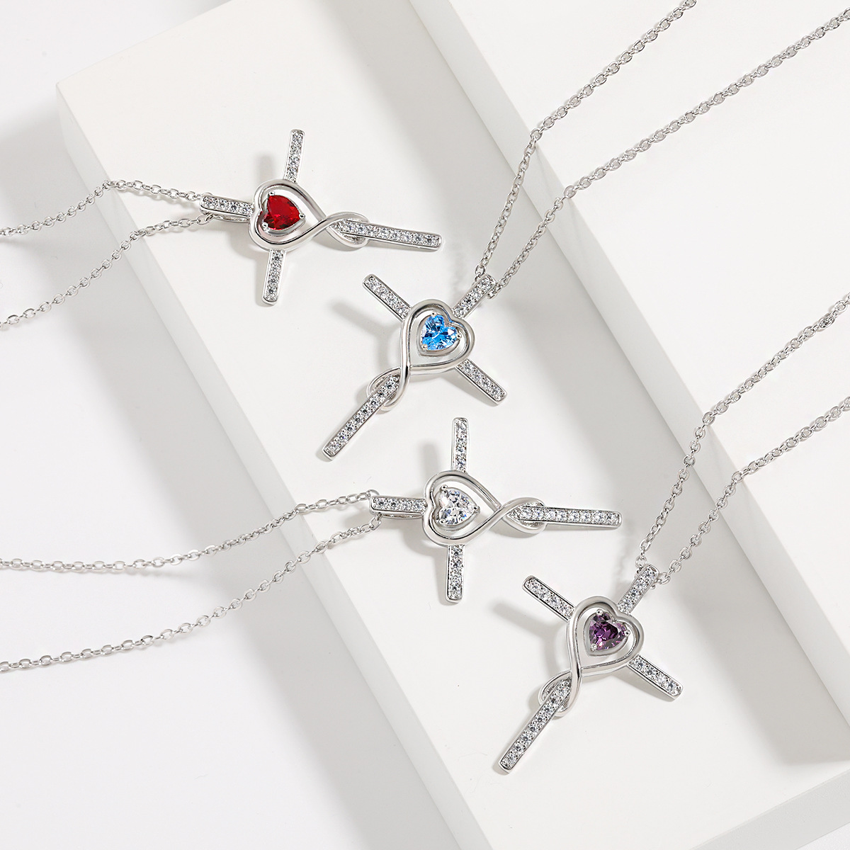 Chic Starstone Cross Neckpiece Featuring a Timeless Love Heart Emblem