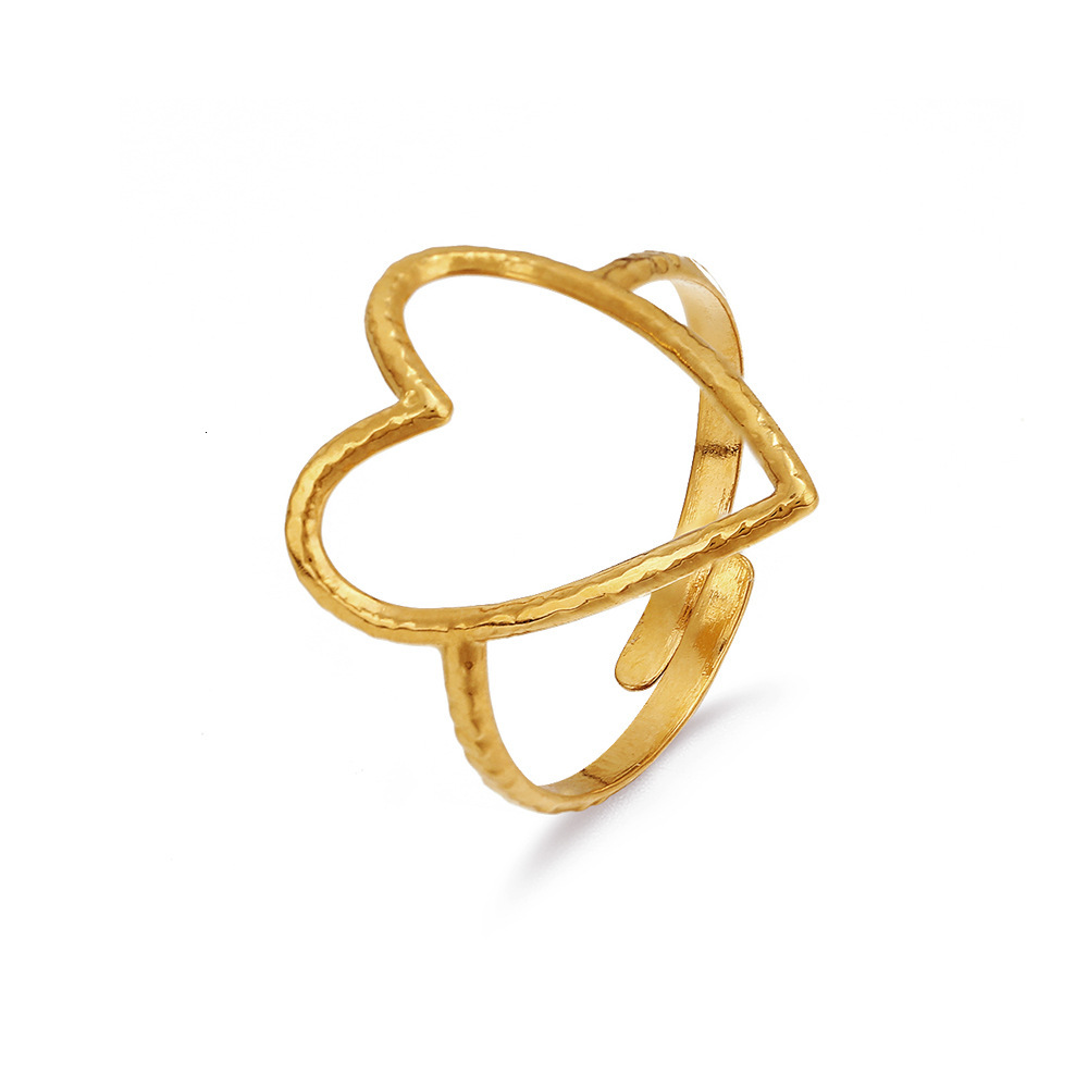 Fashionable stainless heart for women, popular and personalized, with adjustable titanium steel ring opening