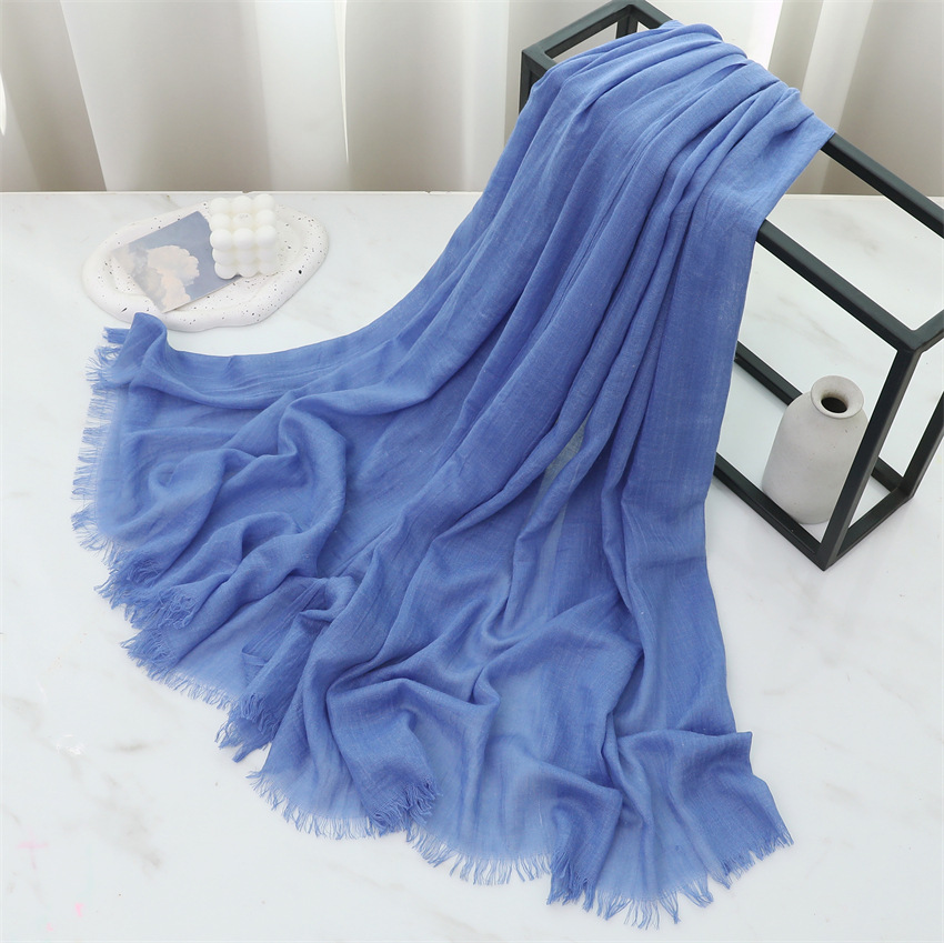 K696 Foreign trade scarf solid color cotton and linen towel spring, summer, autumn and winter women's literary sun protection warm shawl neck sca
