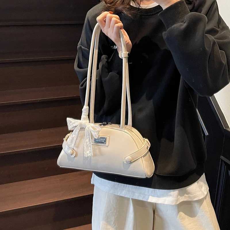 Women Leisure Armpit Handbag PU Leather Bow Fashion Tote Bag Solid Color Travel Underarm Handbag Girls Outdoor Daily BagW250512