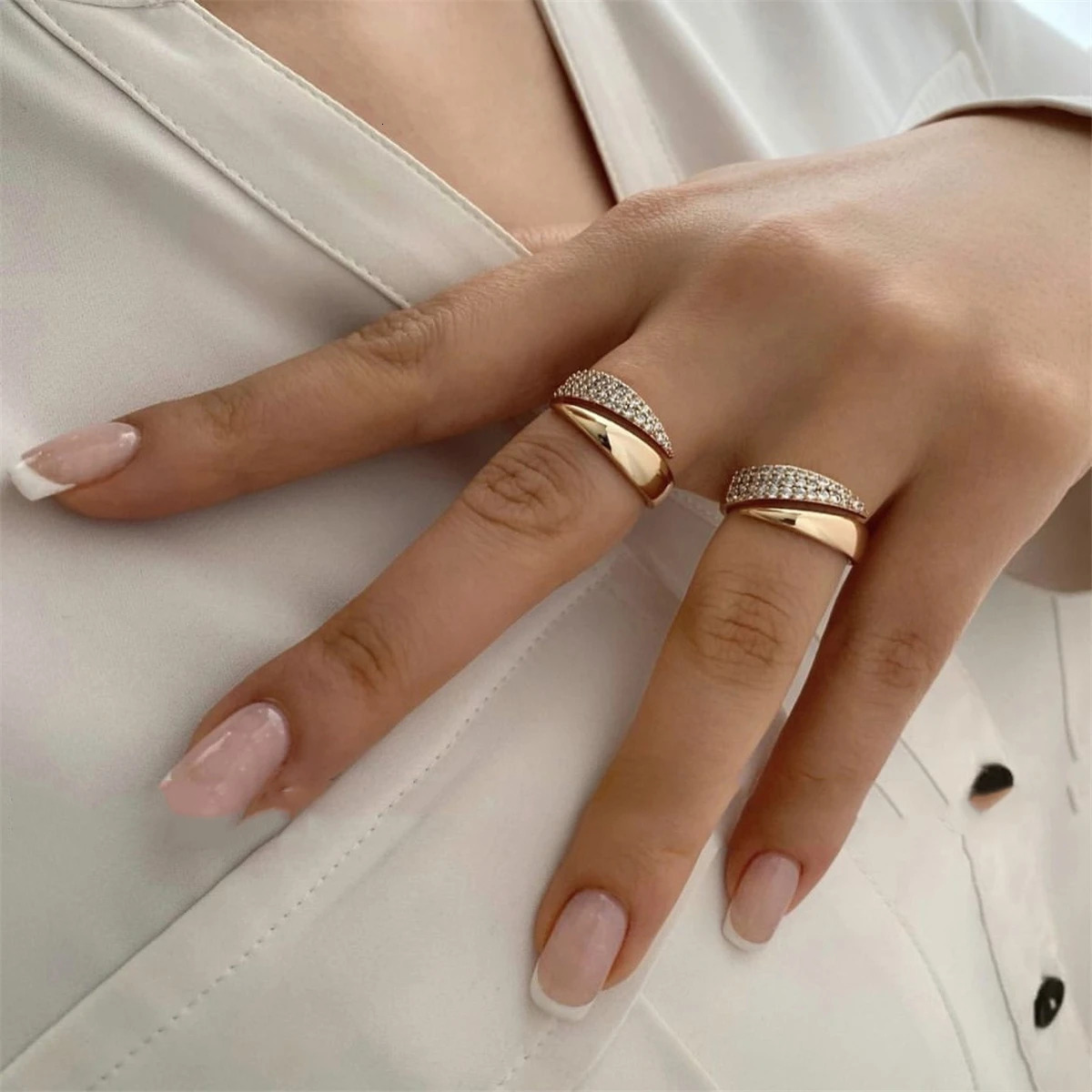 1 Pc Copper Zircon Open Adjustable Rings for Women Fashion Jewelry Gift 250509