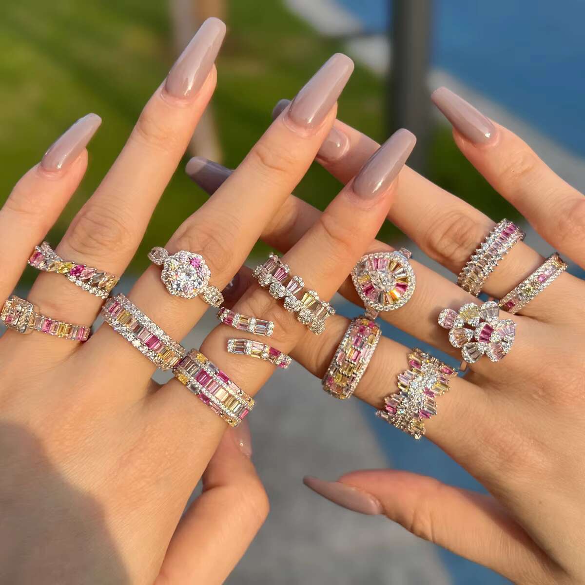 Exquisite Design S925 Silver Diamond Moissanite Baguette Fine Fashion Jewelry Rings Jewelry Women 5A Cubic Zirconia Wedding Ring