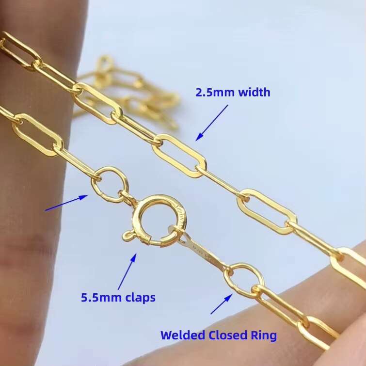 Gold filled paperclip chain buckle for girls, fashionable and simple boutique jewelry necklace