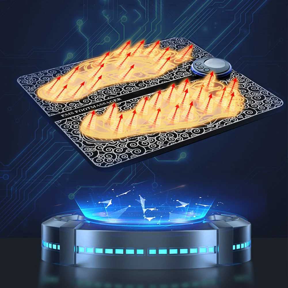 Electric Foot Massager Pad Electrostimulator Massage Mat EMS Muscle Massager Relax Foot Massage Fitness Massager USB ChargingW250512