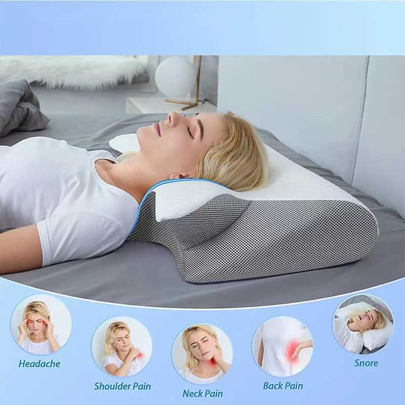 New 2 in 1 Ergonomic Memory Foam pillow Help SleepProtect The Neck Cervical Orthopedic Travel Neck Pillow For Sleeping For HomeW250512