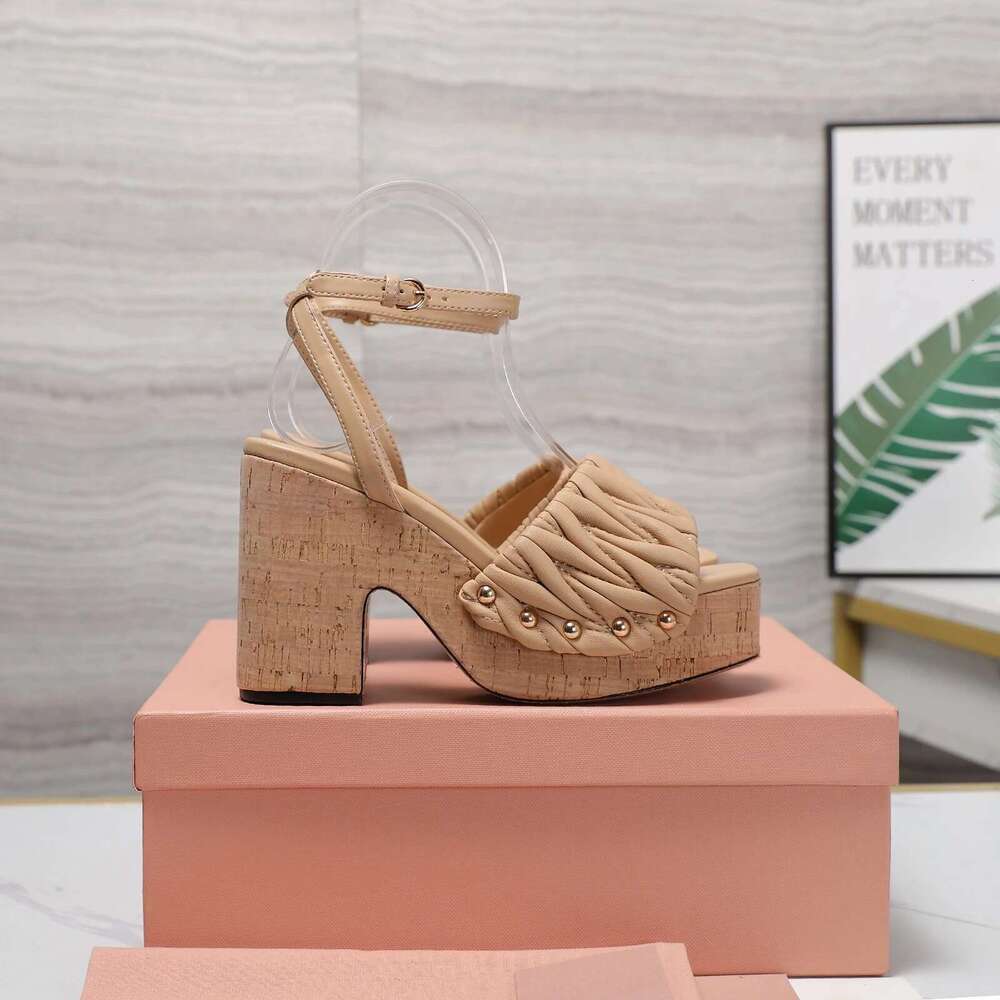 Women Size35-41 Genuine Leather Sandals Super High Heels Flat Platform Pumps Pleated Designer Shoes Zapatillas De Mujer