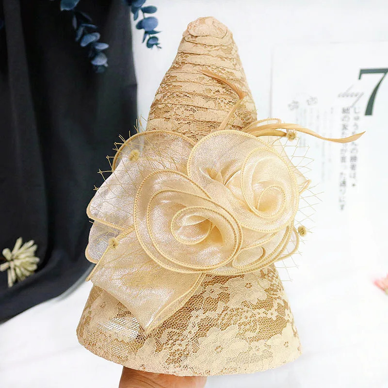 Fascinating Kentucky Big Hat Ladies Tea Party Wedding Summer Organza Women Flower Large Wide Brim Fashion Vintage Fedora 250512
