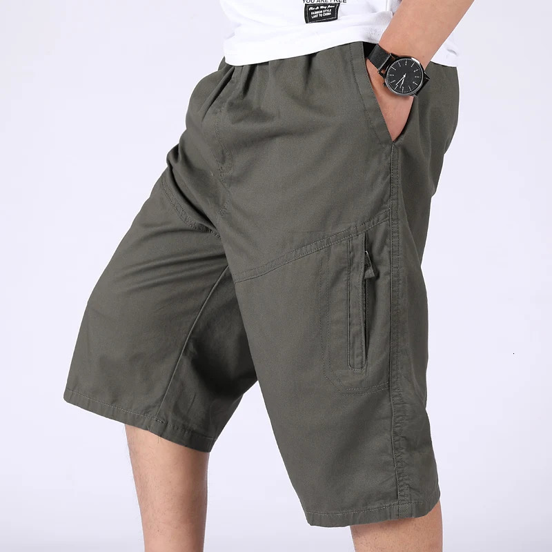 Loose Casual Men Cargo Shorts Summer Pants Elastic Waist Large Size Outdoor Jogging Sweatpants Trend Multi Pockets Short Pants 250509