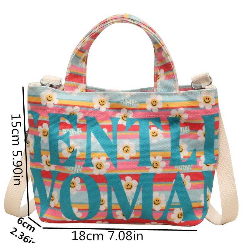 Gentle Woman Letter Printing Small Tote Bag Street Trendy Canvas Mini Handbag Shoulder Bag Versatile Teen Women Crossbody BagW250512