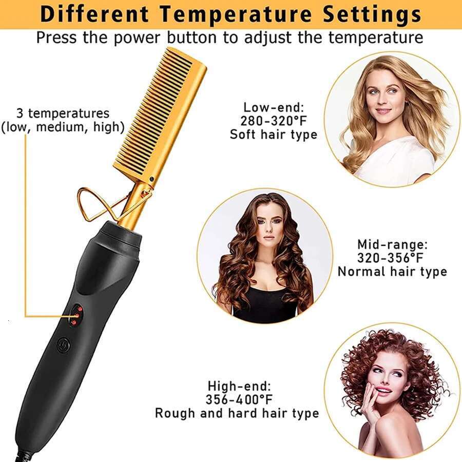 GOIPLE Electrical Heat Straightener Hot Pressing Brush Styling Tool For Lace Front Wig Glue Hair Wax Stick Melting Spray
