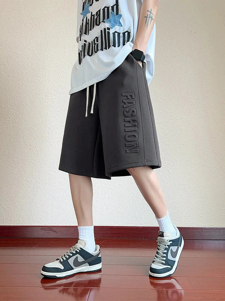 Summer Mens Knit Sweat Shorts Lightweight Cotton Polyester Streetwear Fashion Letter Daily Casual Shorts Big Size 6XL 7XL 8XL 250509