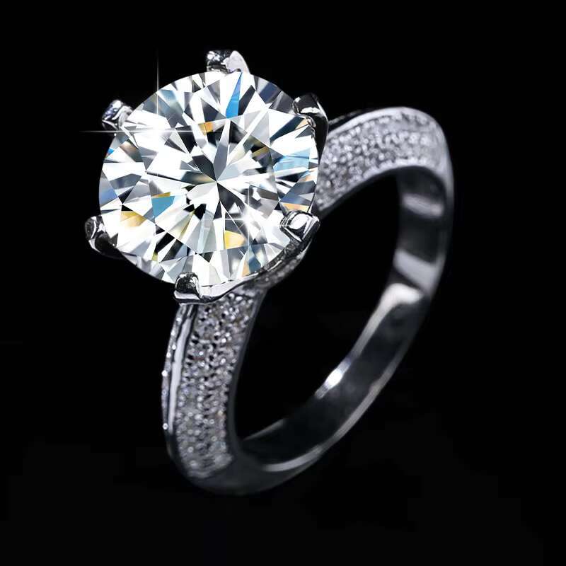 Wholesale With GRA Certificate S925 Sterling Silver 5CT Moissanite Ring Women Engagement Wedding Band