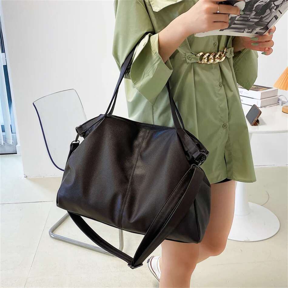 Designer Bag 2025 Large Black Shoulder Crossbody Bags For Women 2024 Hobo Shopper Sac Solid Color Quality PU Leather Handbag Lady Travel Tote Bag Luxu