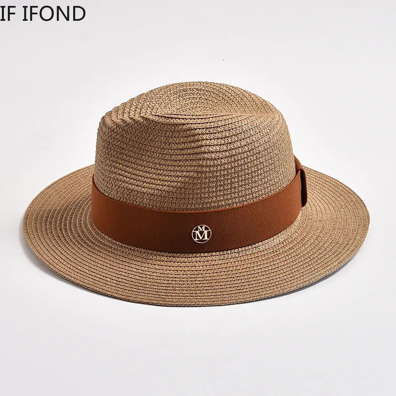 Summer Straw Hats for Women Men Panama Travel Beach Sun Hat Ribbon Decoration Elegant y Jazz 250512