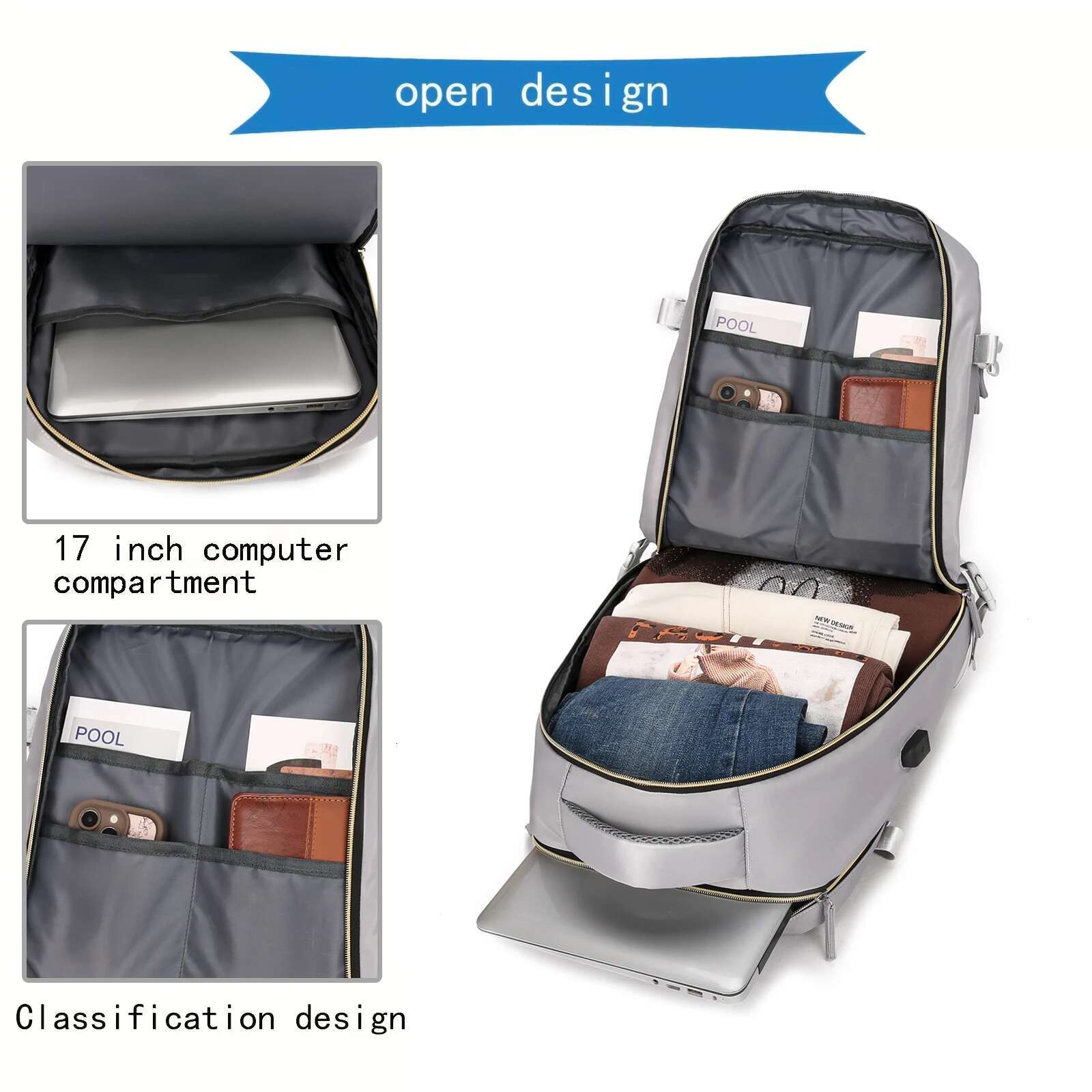 Multifunctional Travel Backpack Airline-approved Laptop Schoolbag Outdoor Sports Daypack With Shoes Compartment