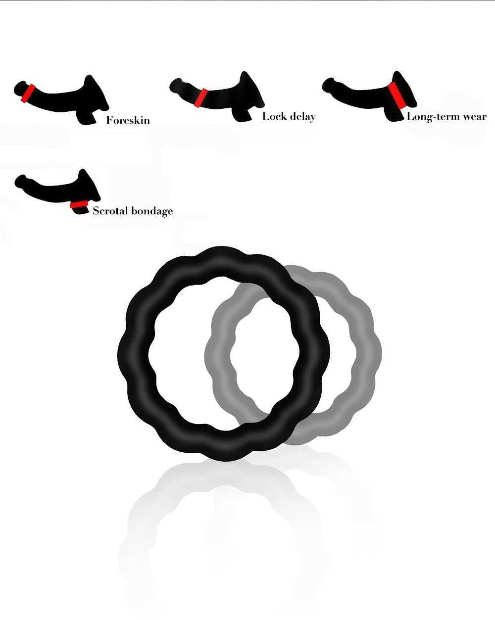 3Pcs/Set Silicone Cock Ring For Man Delayed Ejaculation Sex Shop Penis Rings For Dick Erection Sex Toys For Male Adults Supplies W250512