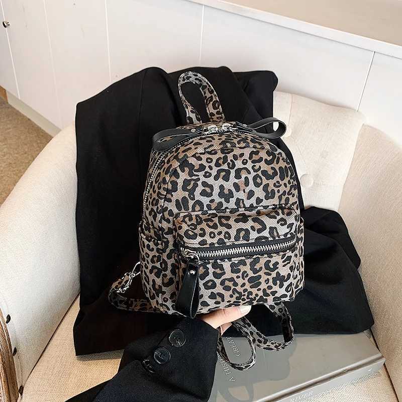 Leopard PU Leather Womens Backpack 2024 Autumn Designer Shoulder Bag Mini Handbag Small Crossbody Bags for Lady Z250512