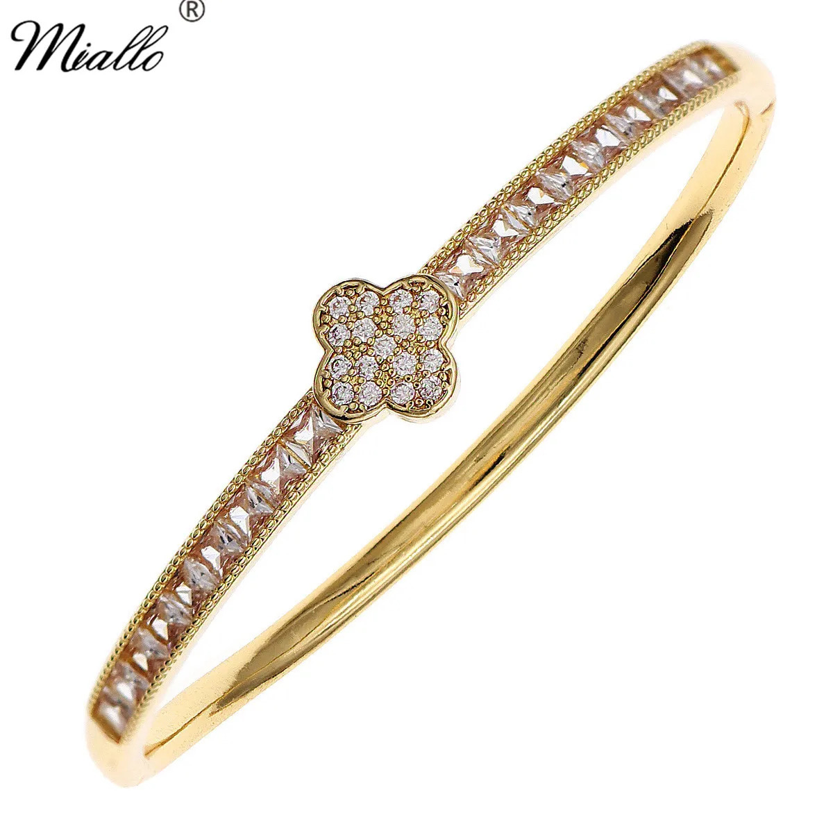 Mialloy Zircon Four Leaf Clover Bracelets for Women Lady Rhinestone Birthday Party Jewelry Accessories Gift 250512