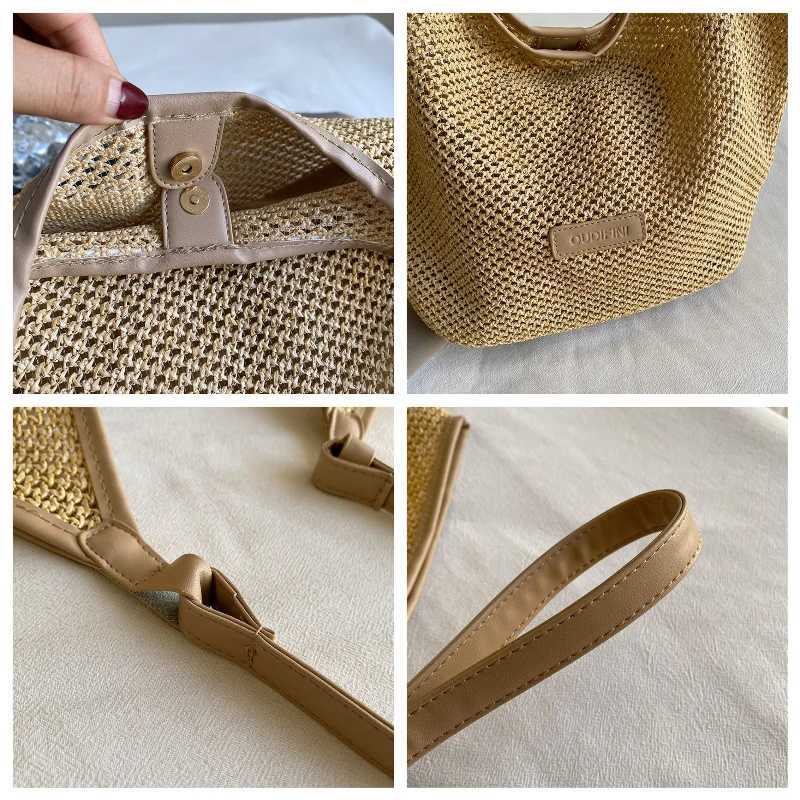 2 Set Straw Shoulder Bag for Women 2025 Summer Travel Bag Designer Underarm Handbag Large Capacity Beach Tote Bag Brand Sac Z250512