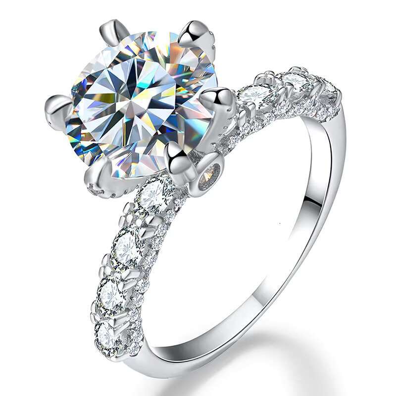 Wholesale GRA Moissanite Ring Sterling SilverJewelry Unique 1 2 3 5 Ct Round Shape Diamond 925 Sterling Silver Ring for Women