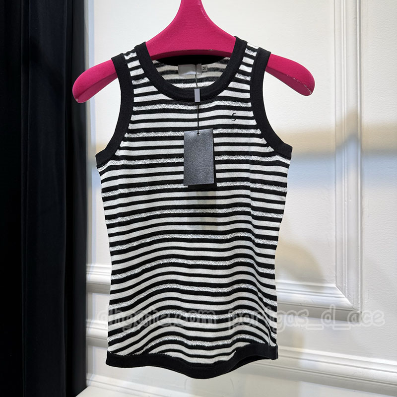 Designer Striped Vest Tank Tops Summer Basic Street Style Vacation Tanks Y2K Sleeveless Ribbed Singlet