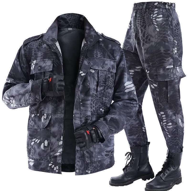 Wear-resistant camouflage suit for men women's work clothes Spring and autumn thickened labor protection clothing, dirt resi