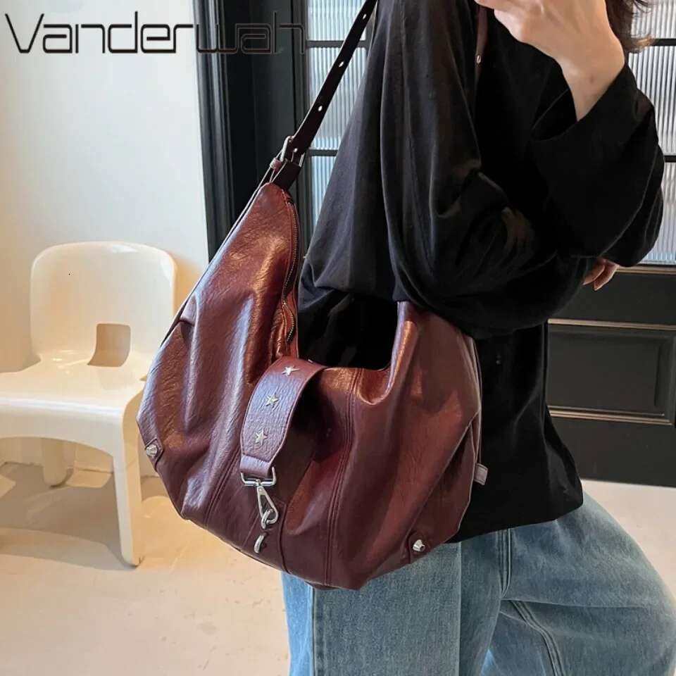 New Casual Fashion Hobos Bags for Women Retro One-shoulder Cross-body Bag Versatile Ladies Purse High Quality PU Leather Handbag