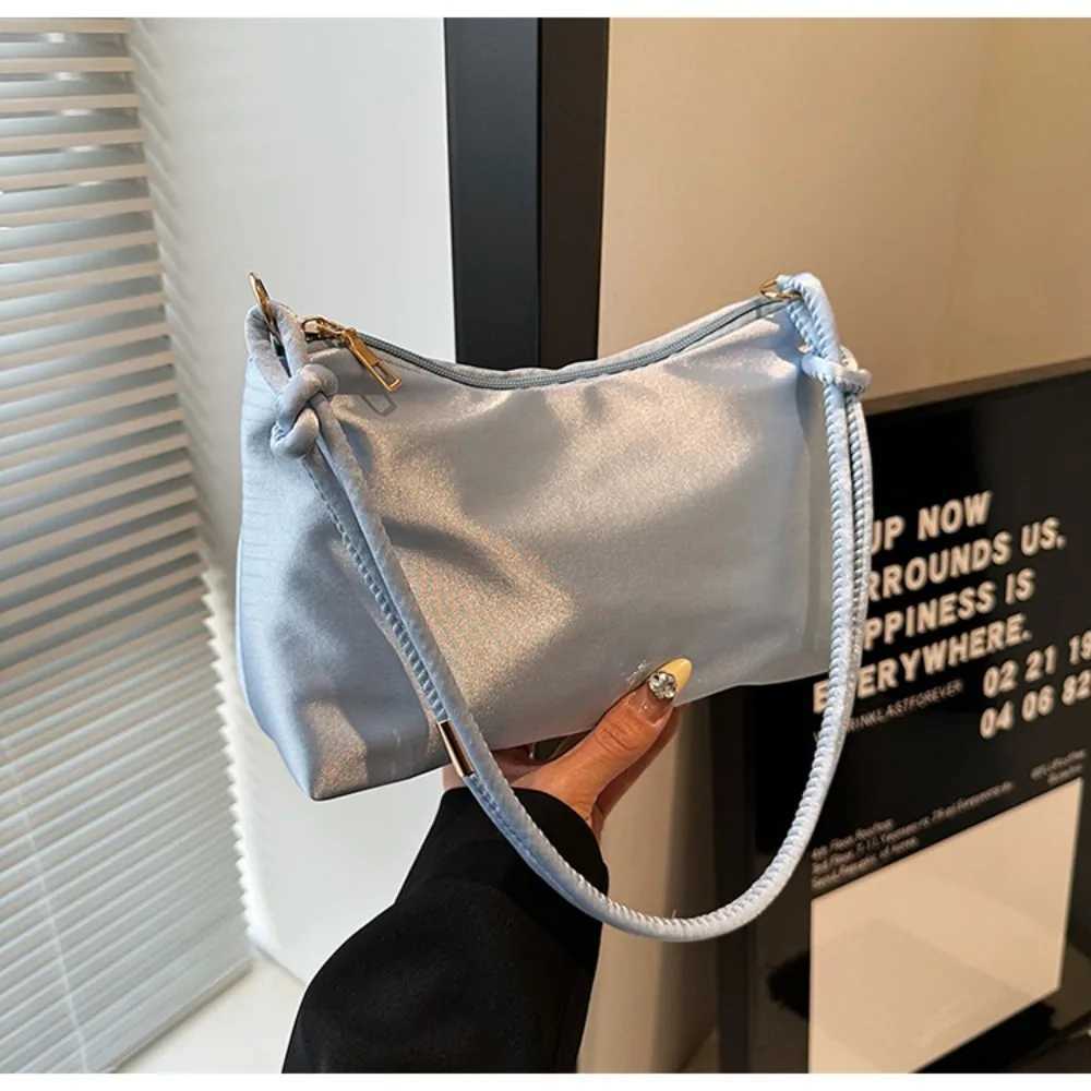 High Quality Solid Color Fashion Elegant Shoulder Bag Smooth Cloth Satin Underarm Bag Leisure Shoulder BagXJ250512