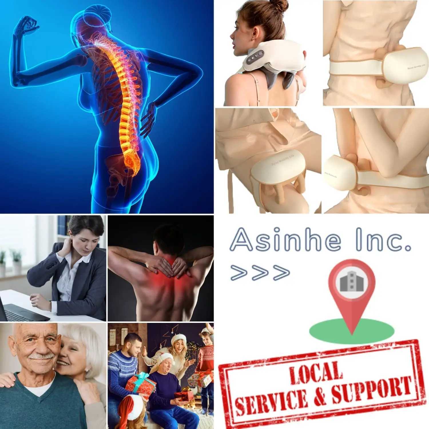 Neck Shoulder Massager Deep Tissue Shiatsu Back Massagers with Heat for Pain Relief Electric Kneading Squeeze Muscles MassageW250512