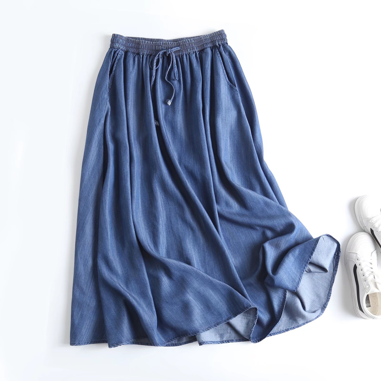 LO11640 Large size denim skirt for women summer new style drape soft high waist slim big swing skirt