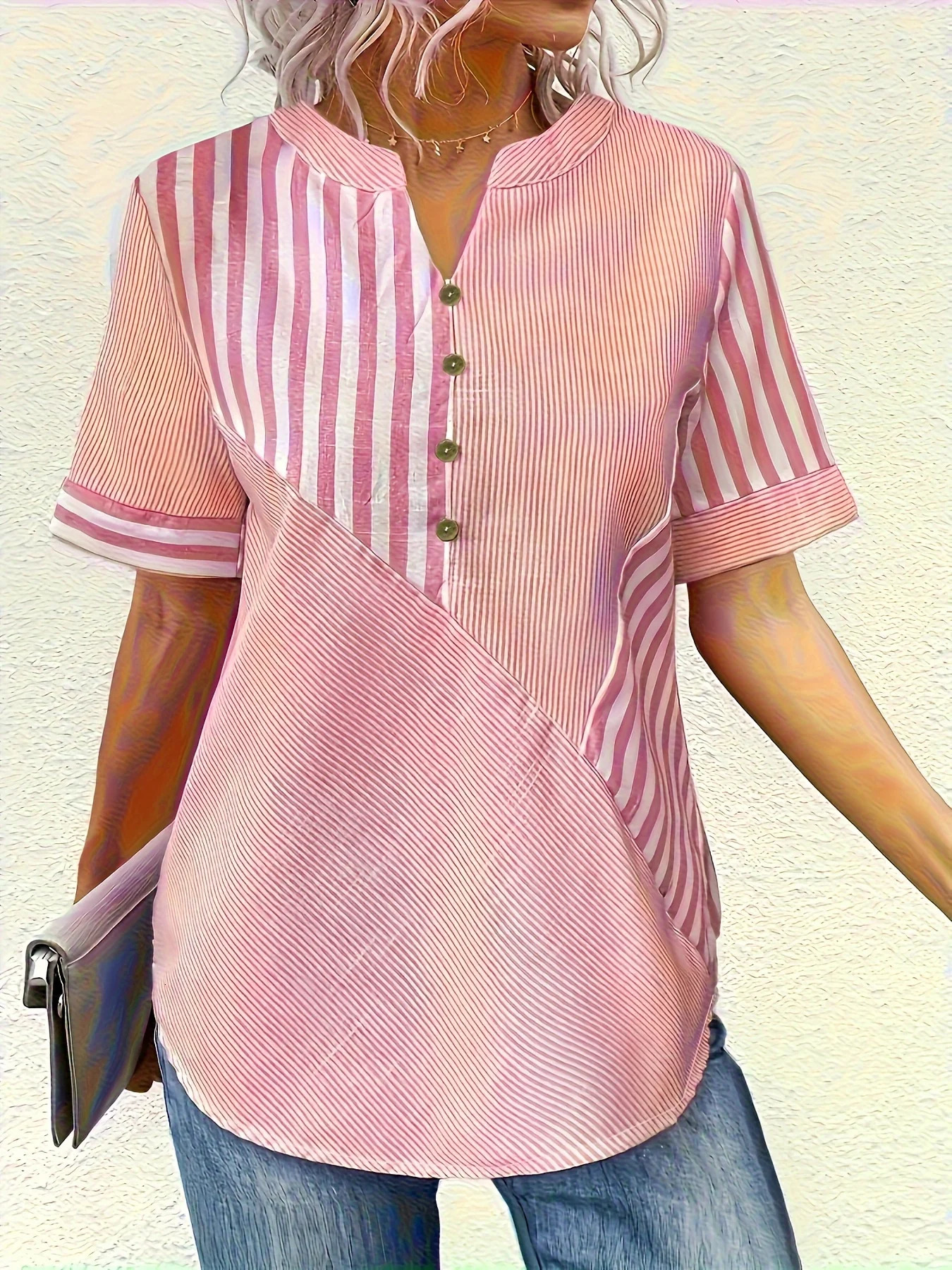 Womens Oversized Woven Shirt Long Sleeve Casual Button up Loose Fit for All Seasons 250515