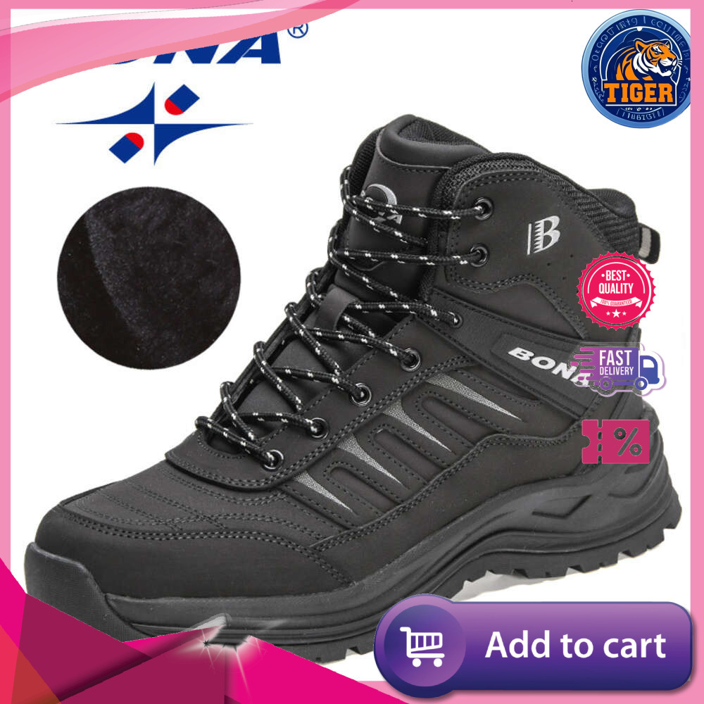 Ddmytiger Designers BONA New Winter Snow Men Plush Action Leather Super Warm Ankle Man Outdoor Hiking Boots Mansculino Outdoor Shoes
