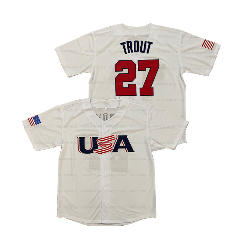 Custom Jersey Mike Trout Team USA 2023 World Baseball Classic Jersey WBC Mookie Betts Pete Alonso