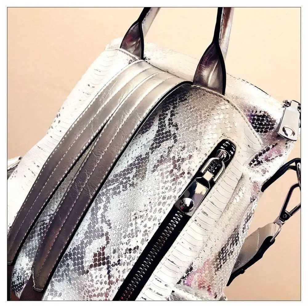 Female Quality Vegan Leather Patchwork Big Capacity Backpack Bag Women Kaishilan Serpentine Travel Casual Big Size Daily Daypack Z250512