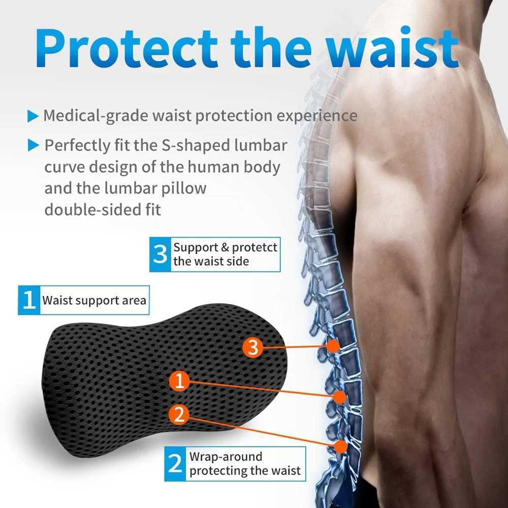 1Pcs Lumbar Support Pillow - Memory Foam for Low Back Pain Relief Ergonomic Streamline Car Seat Office Chair Recliner and BedW250512