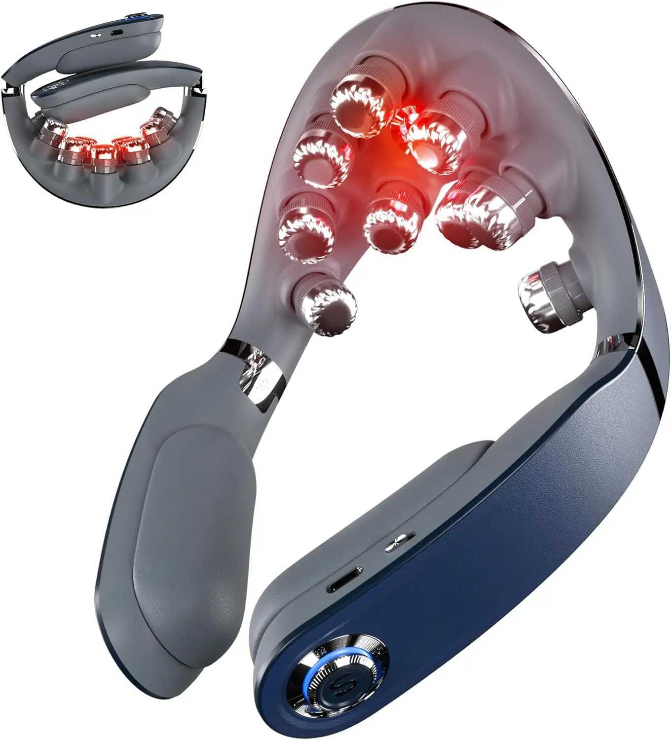 SKG Foldable Neck Massager with Heat Cordless Deep Tissue Vibration Massager for Pain Relief Portable 9D Electric Shiatsu NeckW250512
