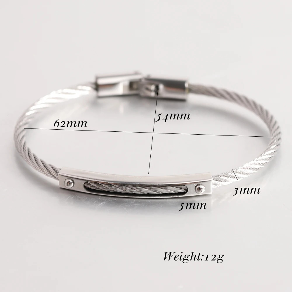 VQYSKO Stainless Steel Thin Wire Twist Bracelet Masculine Jewellery Fathers Day Gifts For Him Clasped Matte Black Lisa Angel 250512