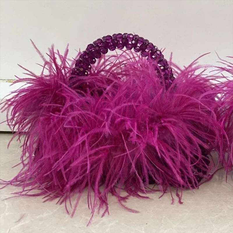 Add Feather Christmas Present Top-Handle Handbgas For Women Designer Purses Beaded Vintage Participate In Activities