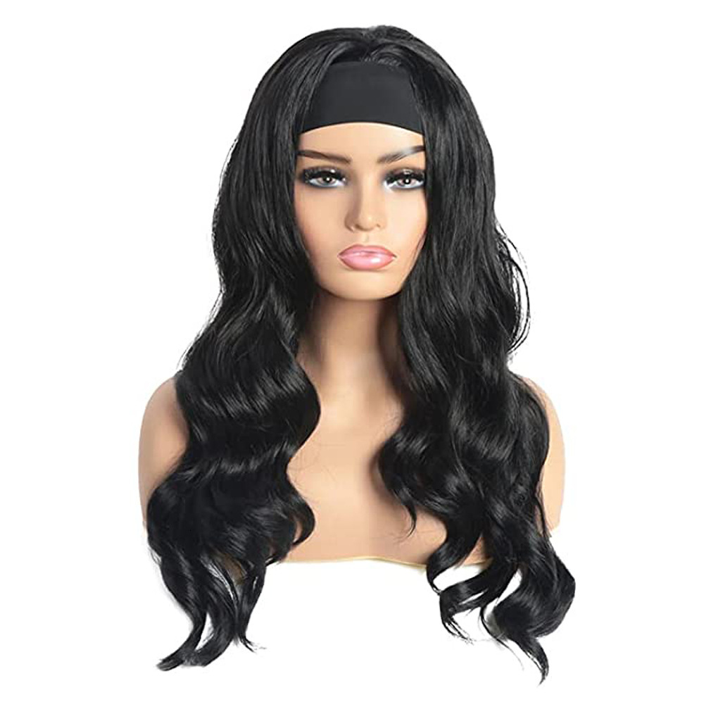 wig Headband ice silk headband big wavy long curly hair synthetic wig headband headband wig