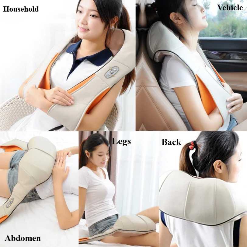 Shiatsu Neck Shoulder Massager Hot Compress Cervical Massagers Cars Home Kneading Massaging Shawl Electric Necks Waist ShawlsW250512