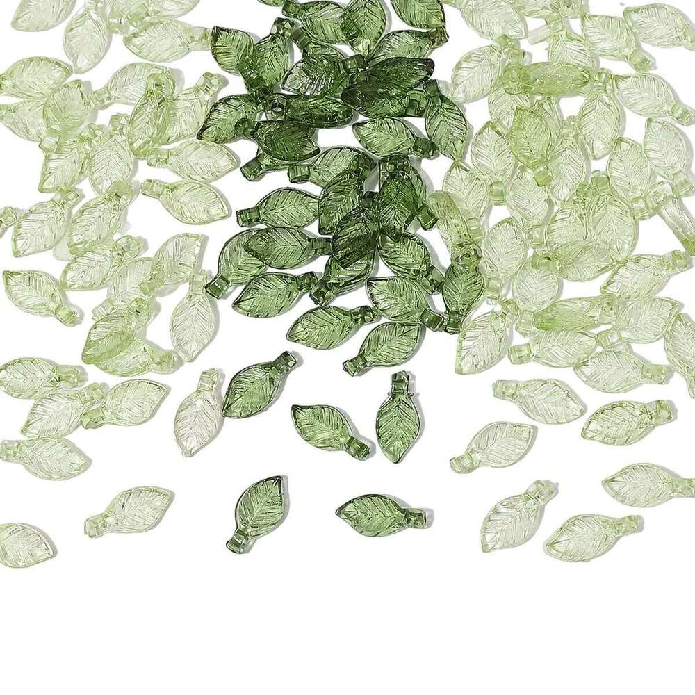 100Pcs Acrylic Mini Small Tree Leaf Hand Beaded DIY Handmade Necklace Earrings Loose Separated Bead Jewelry Accessory Mater