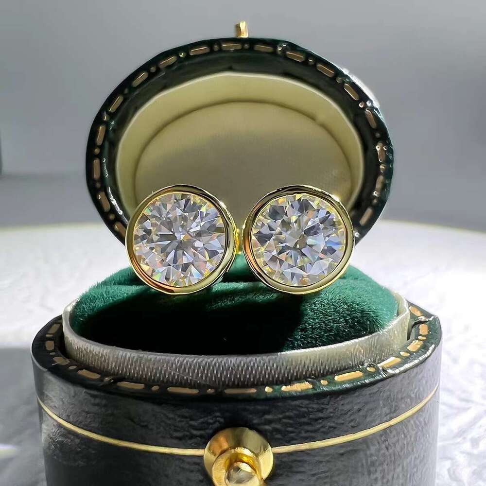 Moissanite bezel set earrings pure - classic design, 0.5 to 1 carat, available in gold or sier