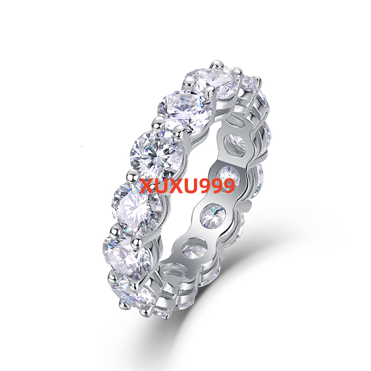 SGARIT Moissanite Jewelry Big Stone Full Diamond Eternity Ring S925 Silver Gold Plated 6.5CT 5mm Moissanite Wedding Band Ring