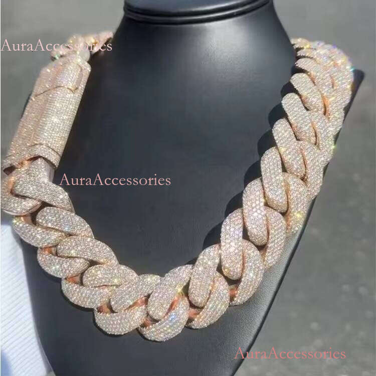 Big Size 30mm Hip Hop Jewelry Iced Out Miami S Sterling Sier VVS Moissanite Rapper Cuban Link Chain Necklace