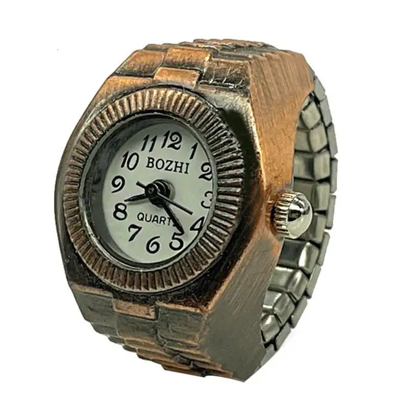 Finger Watch Ring Vintage Clock Small Pointer Style Bronze Quartz With Retractable Strap For Women 250512