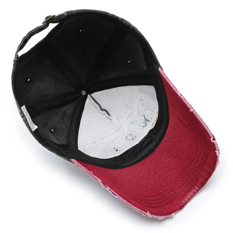 KMKM Korean version washed letters spring and autumn mens and womens fashion shabby denim baseball cap sunhat Official Website 250512