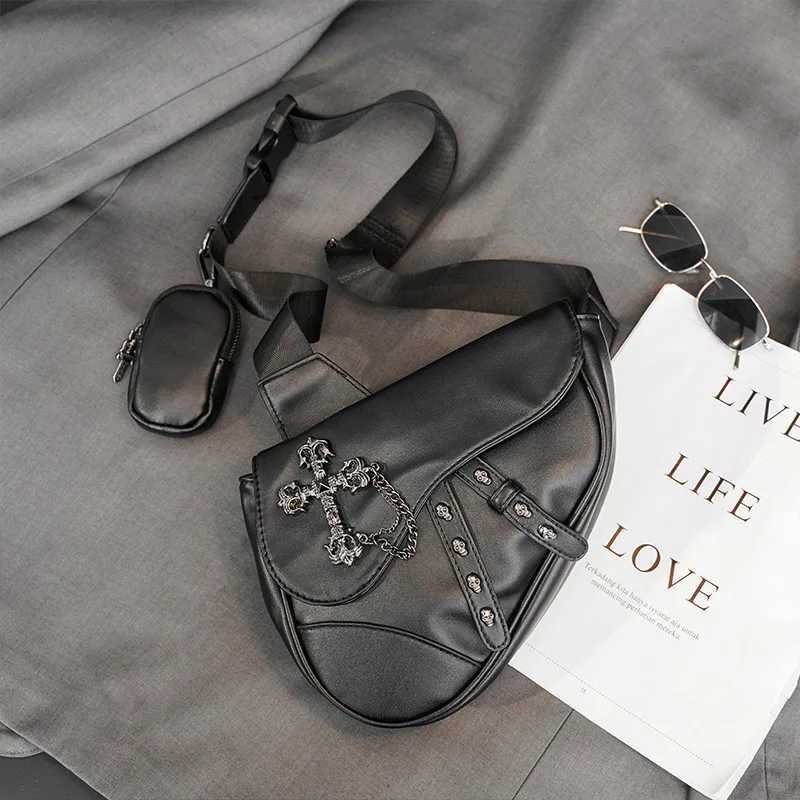 FAshion Saddle Bag Men Crossbody Bags Design Flap Shoulder Bag Hip Hop Mens ChEST Bag PU Leather Handbags Z250512