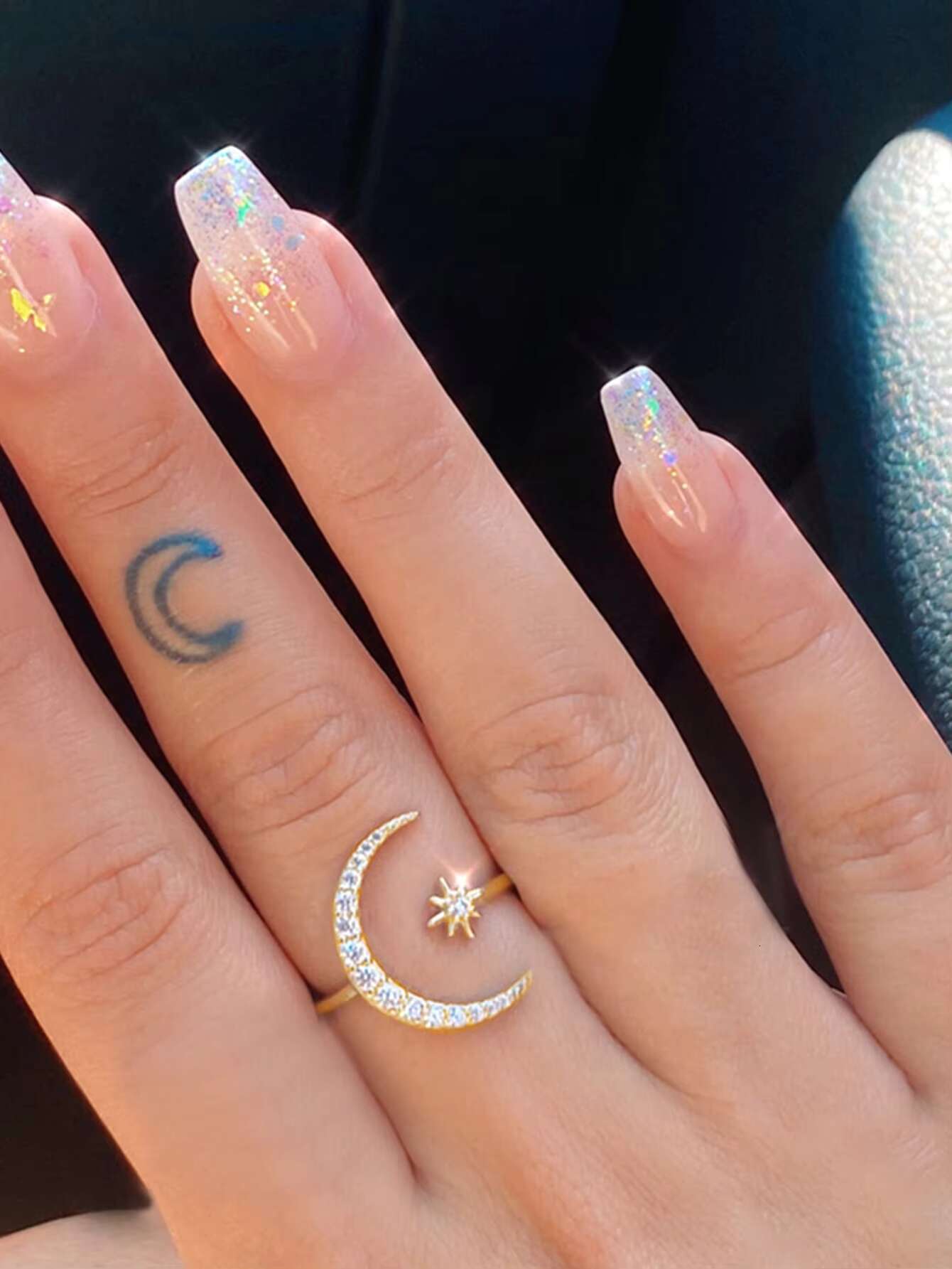 CANNER New Design S925 Sterling Silver Fashion CZ Zirconia Jewelry Wholesale Moon Star Adjustable Ring for Women